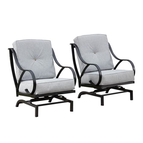 Patio Festival Rocking Metal Outdoor Lounge Chair With Gray Cushion 2