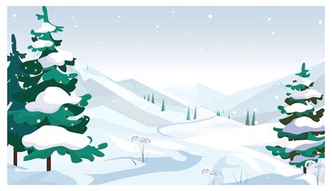 Free Vector Winter Fields With Falling Snow Illustration