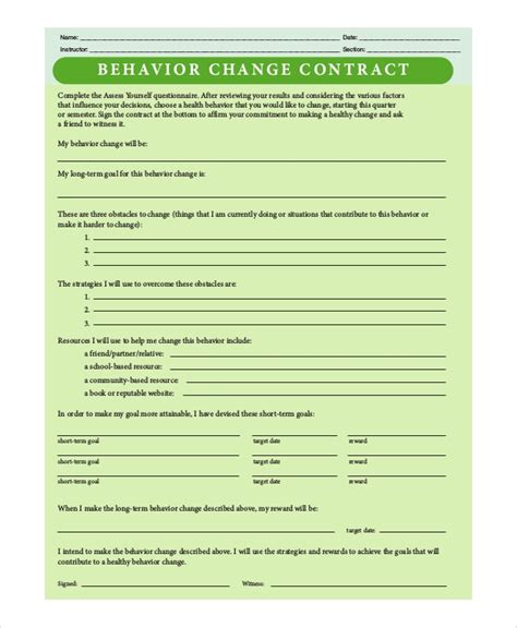 Informal behavior intervention plan template by joshua baker tpt. Behavior contract template for adults