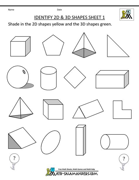 Identify 3d Shapes Worksheet