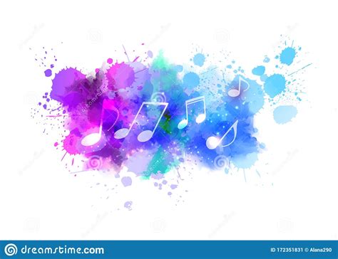 Music Notes On Watercolor Splash Background Stock Vector Illustration