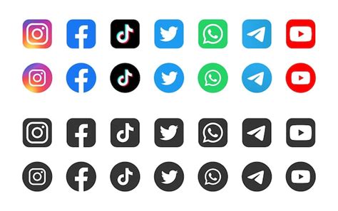 Premium Vector Social Media Logo Icons Set Instagram Facebook Tiktok