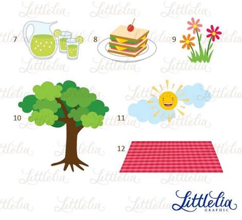 Summer Happy Picnic Clipart Set Instant Download 14004 Etsy Uk Clip Art Fun Projects