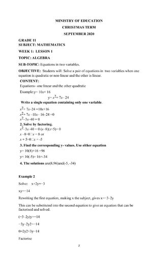 Grade 11 Worksheets Mathematics