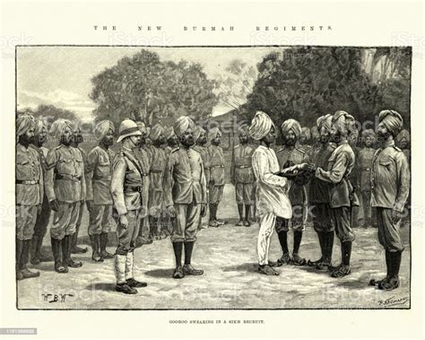 Gooroo Swearing A Sikh Recuit To British Indian Army 1891 Stock