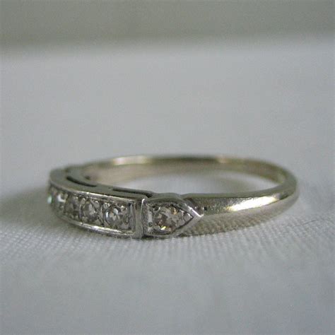 Extreme vintage at 68 million years old! Vintage Wedding Band. 1940s. Diamond. White Gold. Ships from