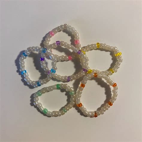Trendy Handmade Glass Seed Beaded Rings Etsy