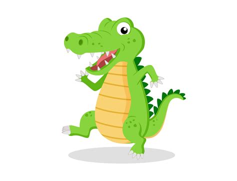 Cute Cartoon Crocodile Alligator On White Background