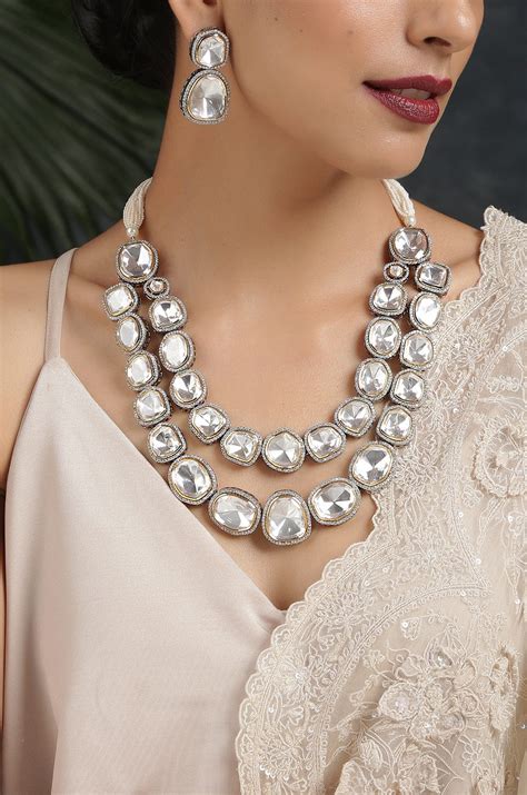 Polki Faux Diamond Victorian Necklace Set Con Pendientes De Etsy España