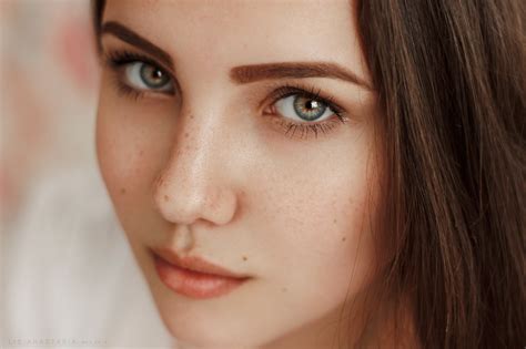 Wallpaper Face Model Brunette Anastasia Lis Freckles Nose Skin Head Girl Beauty Eye