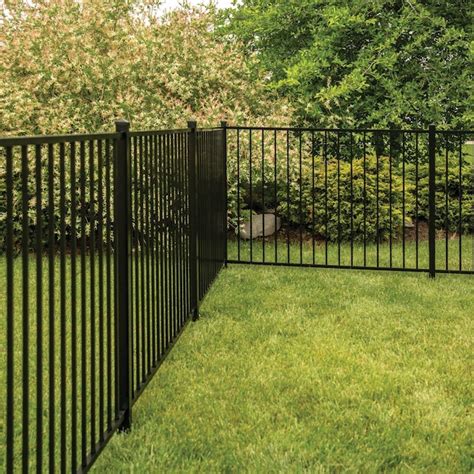 freedom easton 4 ft h x 6 ft w black aluminum spaced picket flat top decorative fence panel in