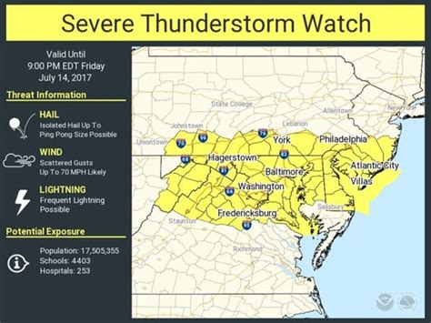 Severe Thunderstorm Watch Issued For Washington Dc Washington Dc Dc