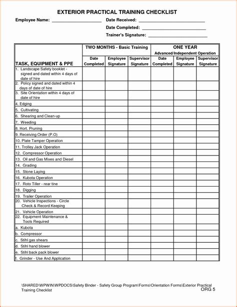 Training Checklist Excel Template Web Download Excel Template Free For