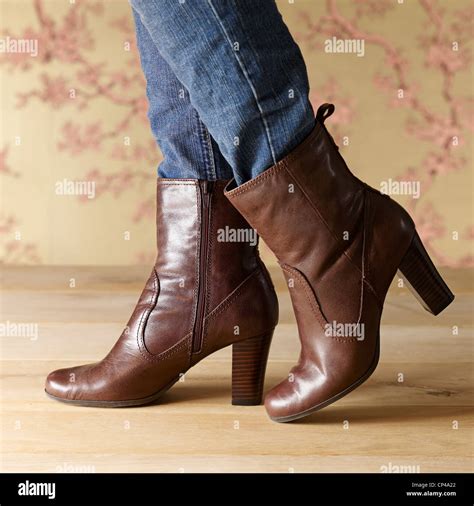 A Photograph Of A Pair Of Brown Ladies Shoes Being Worn Stock Photo Alamy