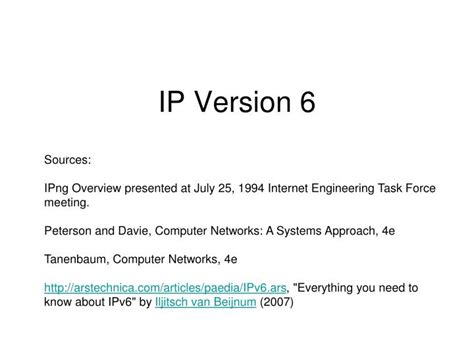 Ppt Ip Version 6 Powerpoint Presentation Free Download Id3475965