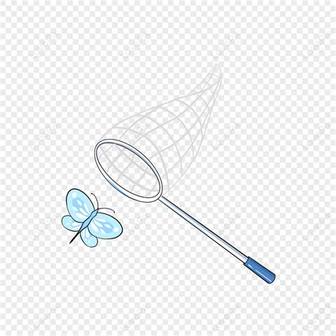 Blue Butterfly Net Clipartcartoon Styleblue Butterflieshandles Png