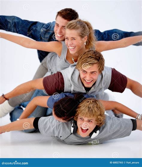 Group Of Laughing Friends Having Fun Stock Image Image Of Friends