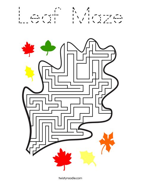 Leaf Maze Coloring Page Tracing Twisty Noodle
