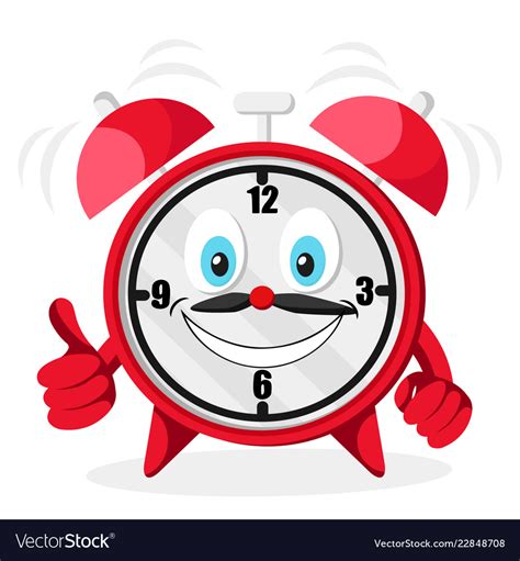 Alarm Clock Smiles And Shows Like On A White Vector Image