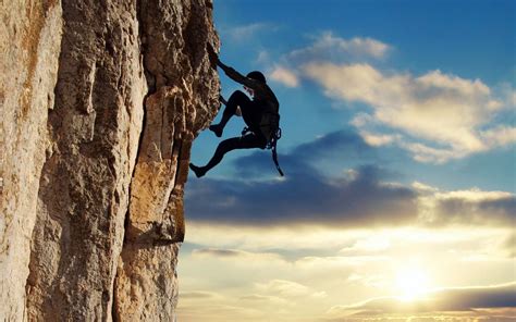 Download Extreme Sports Rock Climbing Sunset Wallpaper