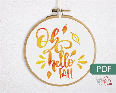 Anime fairy 2 cross stitch pattern in pdf dmc. Hello fall cross stitch pattern PDF. Funny small ...