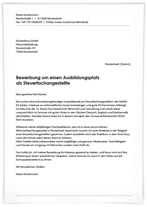 Written by trasfoco in sin categoría on julio 14, 2020. Bewerbung als Steuerfachangestellte - Lebenslaufmuster.de