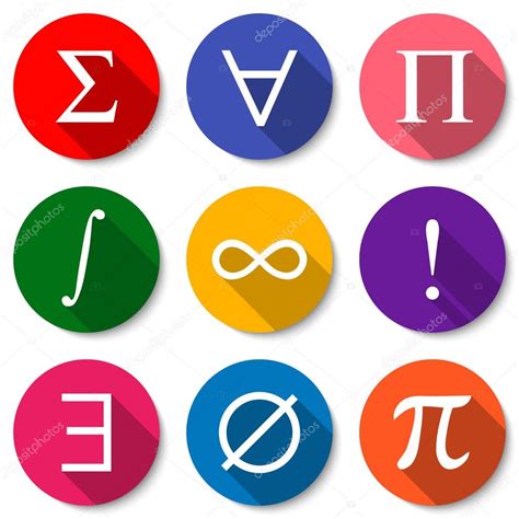 Símbolos Matemáticos Conjunto De ícones De Matemática Plana Coloridos