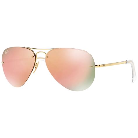 Ray Ban Rb3449 Aviator Sunglasses Gold Mirror Pink At John Lewis And Partners