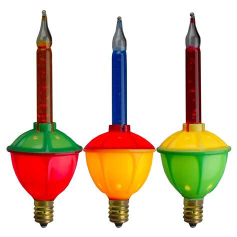 Pack Of 3 Multi Color C7 Retro Bubble Light Replacement Christmas Bulbs
