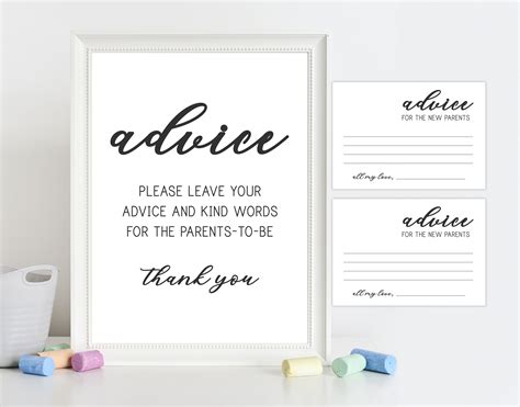Baby Shower Advice, Advice for Parents to Be, Advice for New Mommy Sign and Card, Baby Advice 