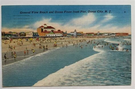 1965 Nj Postcard Ocean City New Jersey General View Beach Ocean Front