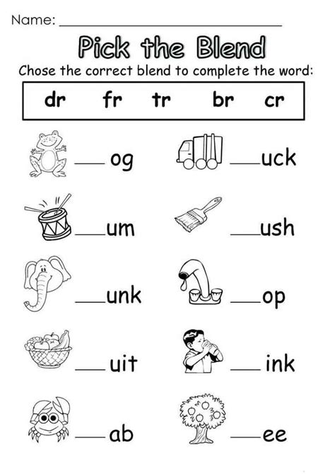 Correct Blend Kindergarten English Worksheets Phonics Kindergarten