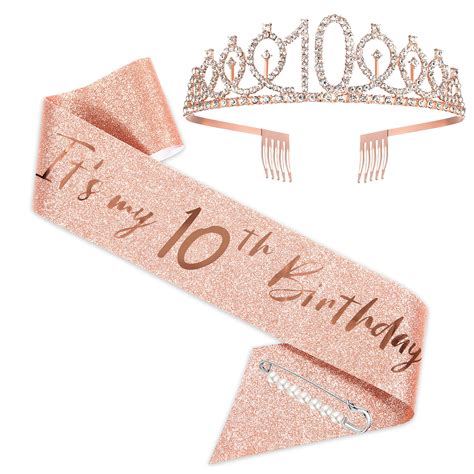 Buy Th Birthday Sash And Tiara For Girls Rose Gold Birthday Sash Crown Fabulous Sash And