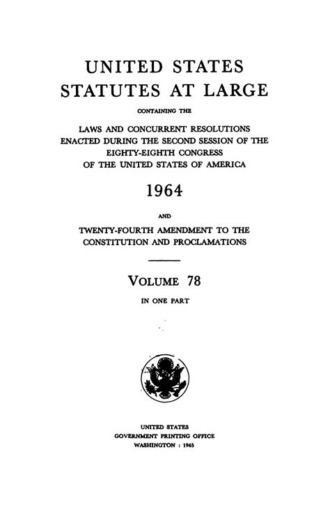 United States Statutes At Large Volume 78 1964 Unt Digital Library