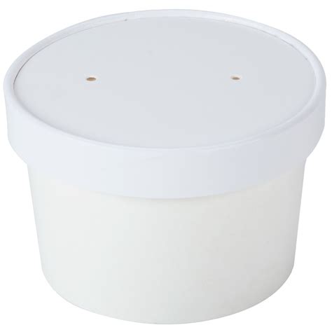 Choice 8 Oz White Paper Soup Hot Food Cup With Vented Paper Lid 25