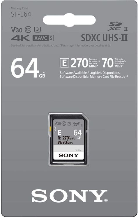 Карта памяти Sony 64gb Sdxc C10 Uhs Ii U3 V60 R270w120mbs Entry