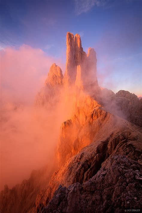 Vajolet Towers Sunset Dolomites Italy Mountain