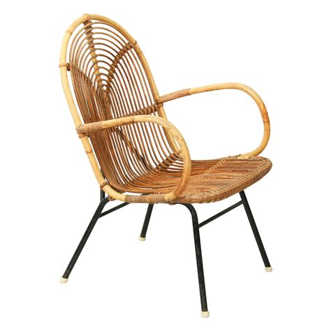 Low Midcentury Bamboo Rattan Lounge Chair At 1stdibs