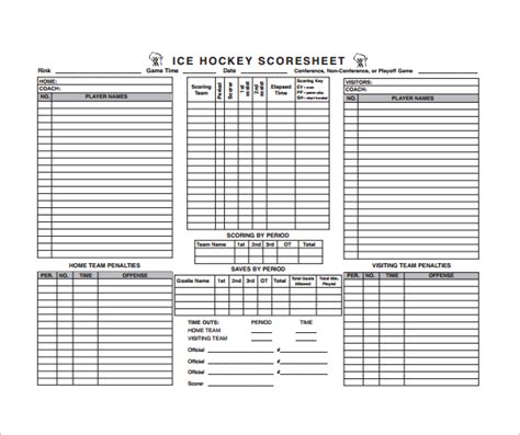 10 Sample Hockey Score Sheets Sample Templates