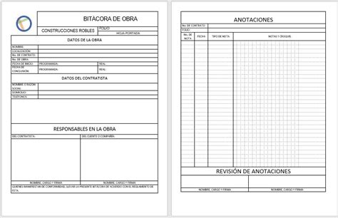 Bitácora De Obra Ejemplos Formatos【 2022