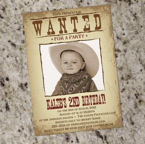 Wanted Poster Western Themed Party Invitation Printable