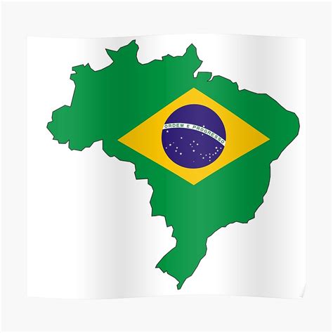Brazil Country Outline And Flag Poster By Handdrawntees Redbubble