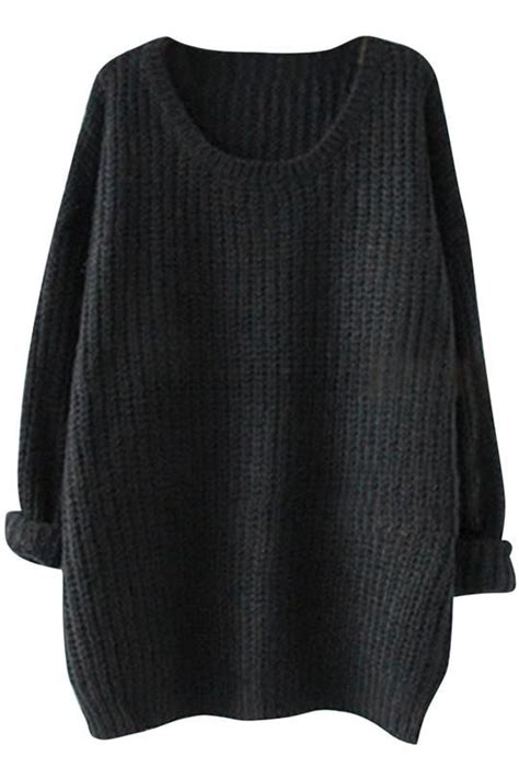 Black Oversized Loose Fit Chunky Knit Sweater Jassie Line Black