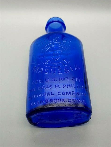 Vintage Phillips Milk Of Magnesia Cobalt Blue Glass Bottle Glenbrook Conn 7 T Ebay In 2022