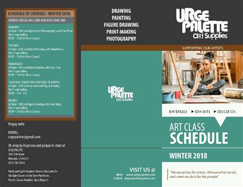 Art Class Schedule Urge Palette