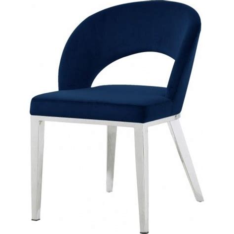 White chairs with silver legs. Blue Velvet Modern Rounded Back Accent Dining Chair Silver Legs in 2020 | Velvet furniture ...