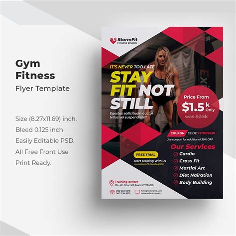 Freepiker Gym Fitness Flyer Template