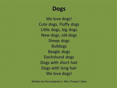 Dogs Poem Dog Poems Poems Kids Writing