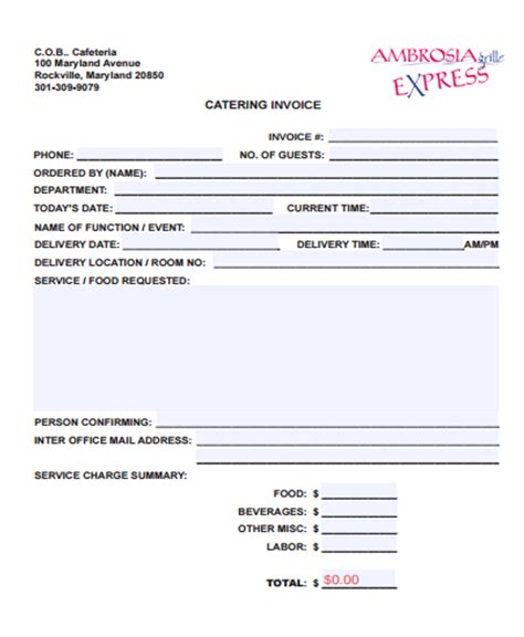 6 Catering Receipt Templates Free Sample Example Format Download