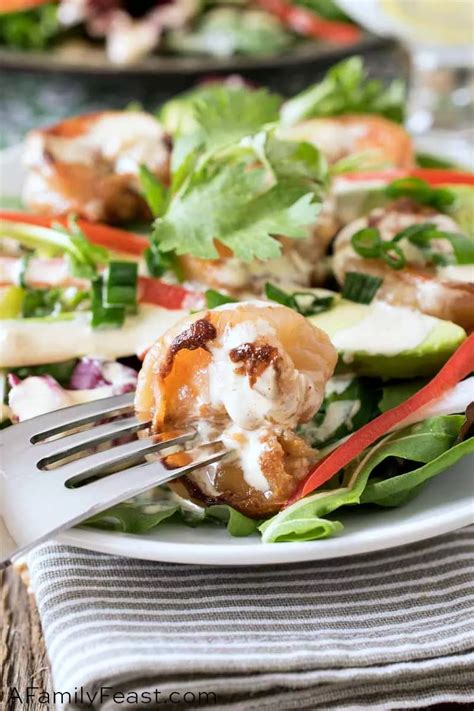 Season the shrimp with 3/4 tsp. Zesty Shrimp Salad has healthy mixed greens and vegetables ...
